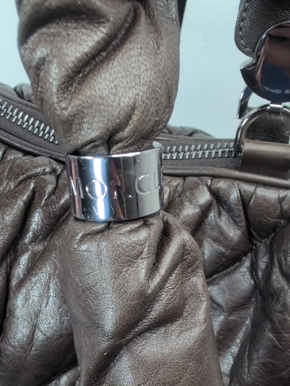Moncler Brown Quiled Leather Top-Handle Bag - Picture 6 of 15